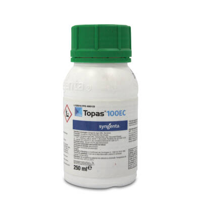 Topas 100EC 250 ml, fungicid sistemic local, Syngenta, fainare (vita de vie, arbusti fructiferi, ardei, capsun, castraveti, dovleac, mar, pepene, tomate, trandafiri)