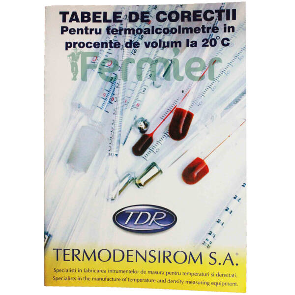 Tabele corectie volum (pentru determinarea tariei alcoolice cu ajutorul termoalcoolmetrului la orice temperatura)