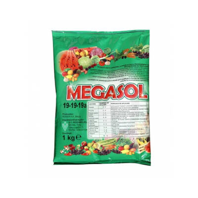 Megasol 19-19-19 1 kg ingrasamant foliar/ fertitigare hidrosolubil tip NPK+ microelemente (pomi fructiferi, legume, vita de vie, pepeni, flori)