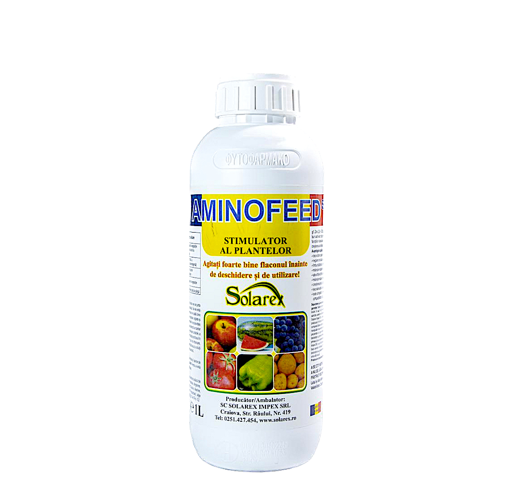 Aminofeed Super 1L, ingrasamant foliar, Solarex, dezvolta suprafata foliara si radacina, imbunatateste calintatea si cantitatea productiei, mareste rezistenta la boli
