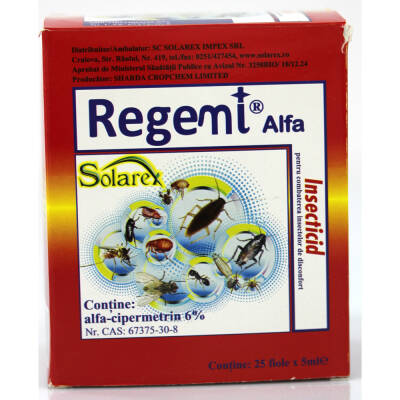 Regemi Alfa 5 ml, insecticid pentru gandaci de bucatarie, furnici, muste, tantari, Solarex