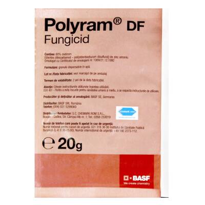 Polyram DF 20 gr, fungicid de contact, BASF, mana (vita de vie, cartof, ceapa, castraveti, tomate, tutun), rapan (mar, par)