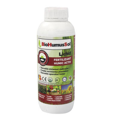 Biohumussol 1L ingrasamant organic foliar/ fertirigare/ tratament samanta BHS (legume, pomi, vita de vie, cultura mare, plante ornamentale, gazon)