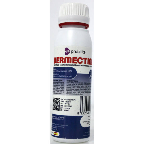 Bermectine 100 ml insecto-acaricid sistemic Probelte (vita de vie, legume, pomi, plante ornamentale, capsune, pepene, porumb, flori)