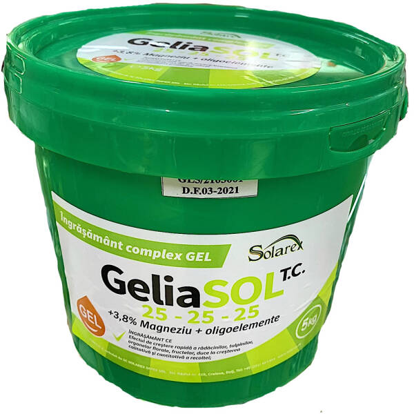 Geliasol 25-25-25+3,8MGO 5 kg, ingrasamant/ fertilizant fertirigare, NPK echilibrat+ Magneziu si microelemente, Solarex