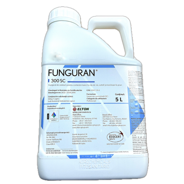 Funguran 300SC 5 L fungicid cupric de contact (vita de vie, tomate, castraveti, cartofi, fasole, ceapa)
