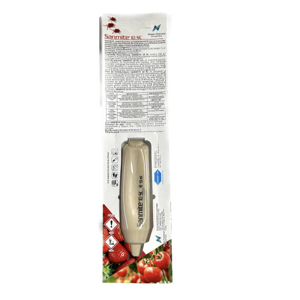 Sanmite 10SC 15 ml, insecticid acaricid de contact, Nissan Chemical Corporation Japan; tomate, ardei, vinete, castraveti, plante ornamentale (Acarianul Rosu, Paianjenul Comun, Musculita Alba de sera, Musculita Alba a tutunului)
