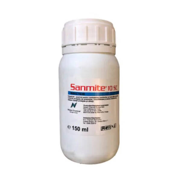 Sanmite 10SC 150 ml, insecticid acaricid de contact, Nissan Chemical Corporation Japan; tomate, ardei, vinete, castraveti, plante ornamentale (Acarianul Rosu, Paianjenul Comun, Musculita Alba de sera, Musculita Alba a tutunului)