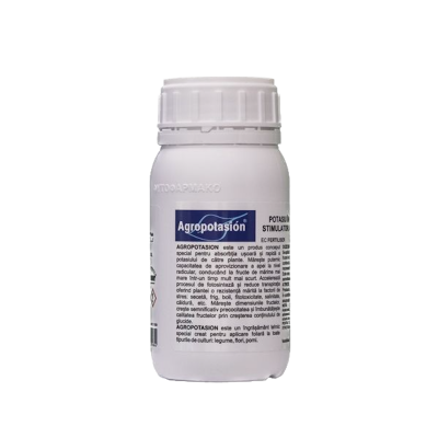 Agropotasion 250 ml ingrasamant foliar lichid Codiagro pentru deficiente de Potasiu, utilizat pentru marirea rapida a fructelor, timpurietate ridicata