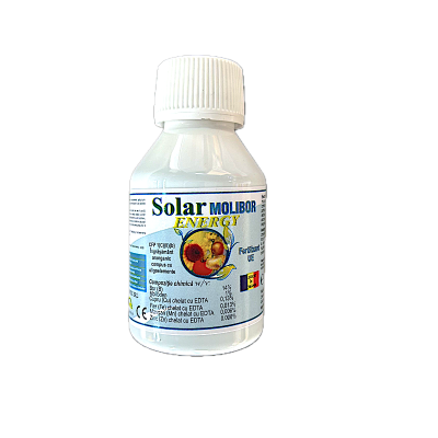Solar Molibor Energy 100 ml, ingrasamant foliar pe baza de Bor, Solarex (vita de vie, legume, capsuni, floarea soarelui, porumb, rapita), ajuta la inflorire, fructificare si producerea polenului